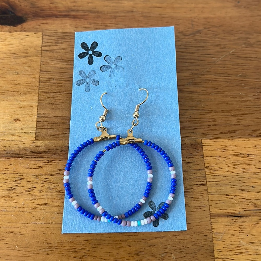 Seed bead hoop earrings